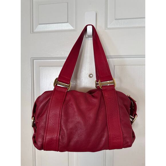 Michael Kors Bag Red Pebble Leather Top Handle Satchel Handbag - Picture 6 of 11